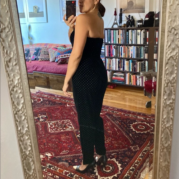 Amanda Uprichard🖤velvet jumpsuit with gold tiny dots.Size small. NWT - Picture 5 of 5